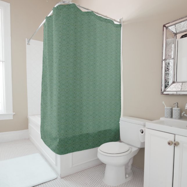 Vintage Green Medallion Shower Curtain (In Situ)