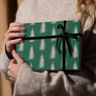 Vintage green minimalistic spruce merry christmas wrapping paper