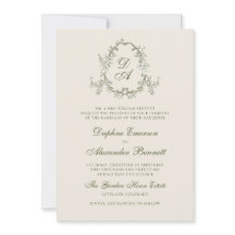 Vintage Green Monogrammed Floral Wedding