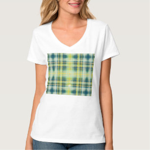 Vintage Green orange grey distressed plaid pattern T-Shirt