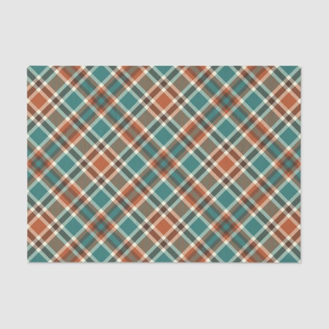 Vintage Green Orange Plaid Tissue Paper (Front)