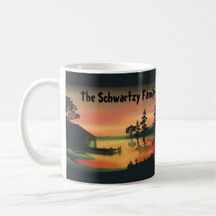 Vintage Green Orange Red Landscape Sunset Coffee Mug