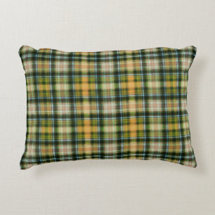 Vintage Green orange St Patrick plaid pattern  Decorative Cushion