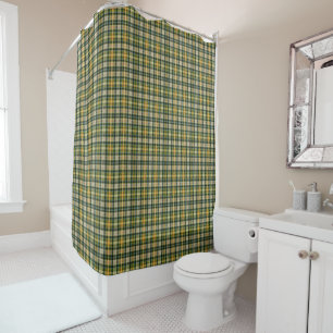 Vintage Green orange St Patrick plaid pattern Shower Curtain