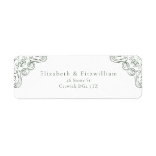 Vintage Green Ornate Frame Bordered Address Label