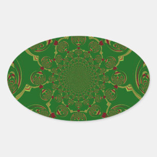 Vintage Green Oval Sticker