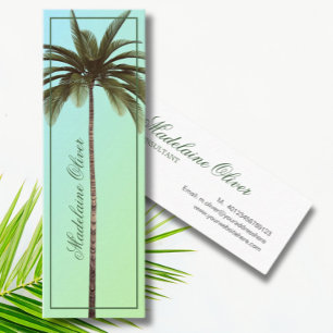 Vintage Green Palm Tree Tropical Elegant Mini Business Card