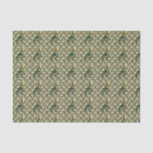 Vintage Green Parrot Tissue Paper