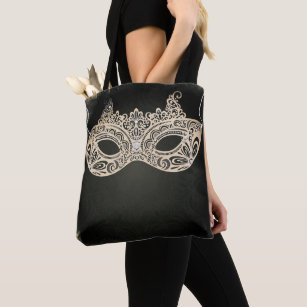Vintage Green Pearl Masquerade Mask Costume Party Tote Bag