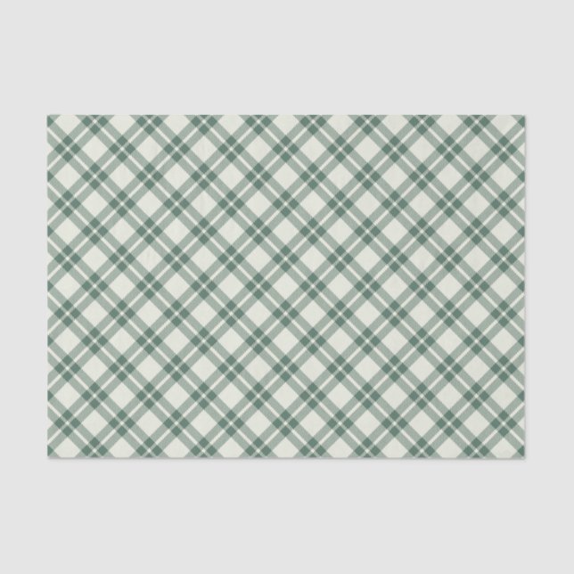 Vintage Green Plaid Check Tissue Paper (Front)