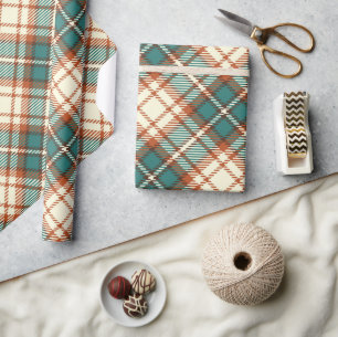 Vintage Green Plaid Chequered Tissue Paper