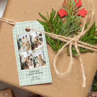 Vintage Green Plaid Christmas Gift Tags