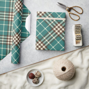 Vintage Green Plaid Wrapping Paper