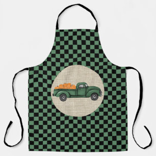 Vintage Green Pumpkin Truck Apron