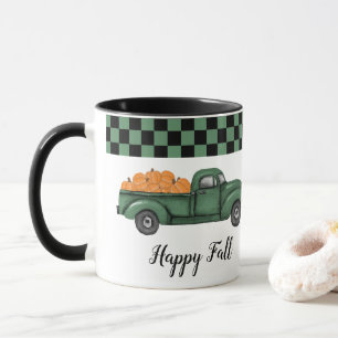 Vintage Green Pumpkin Truck Mug