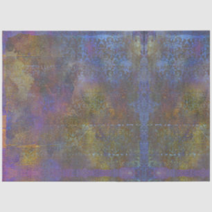 Vintage Green Purple Copper Damask Grunge Patina  Tissue Paper