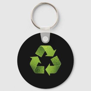 Vintage Green Recycle Symbol Novelty Earth Day Rec Key Ring