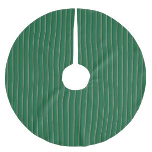 Vintage green red black beige stripes pattern brushed polyester tree skirt