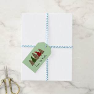 Vintage Green Red Buffalo Check Plaid Trees   Gift Tags