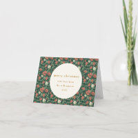 Vintage Green Red Floral Custom Christmas Blank