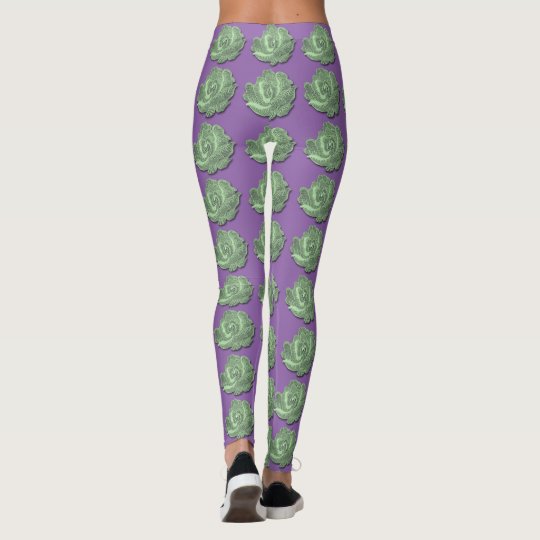 Vintage Green Rose Tapestry custom Purple leggings