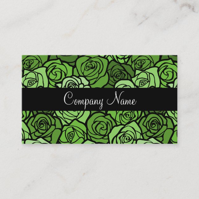 Vintage green roses Business Card (Front)