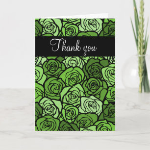Vintage green roses Thank You Card