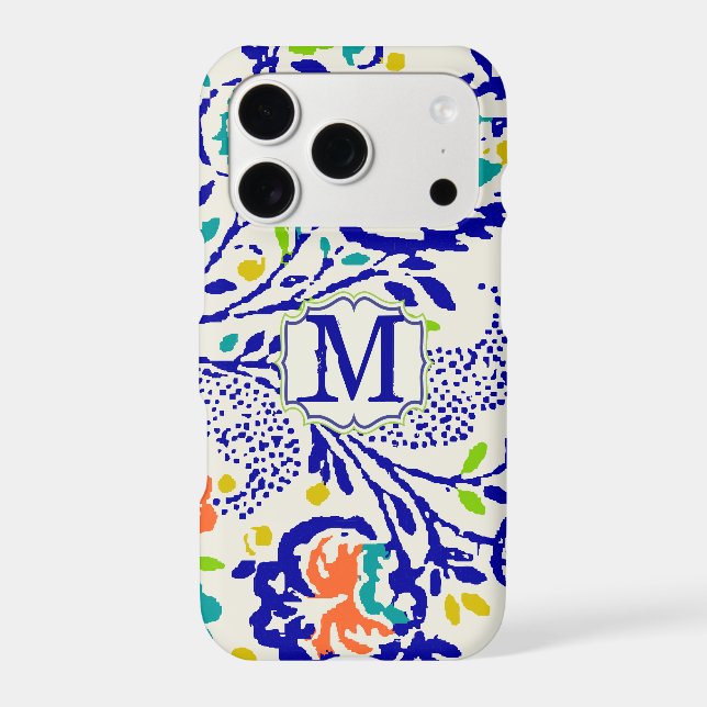 Vintage Green Royal Blue Damask Monogram (Back)