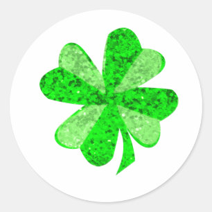 Vintage Green sequin shamrock St Patrick glitter C Classic Round Sticker
