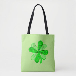 Vintage Green sequin shamrock St Patrick glitter Tote Bag