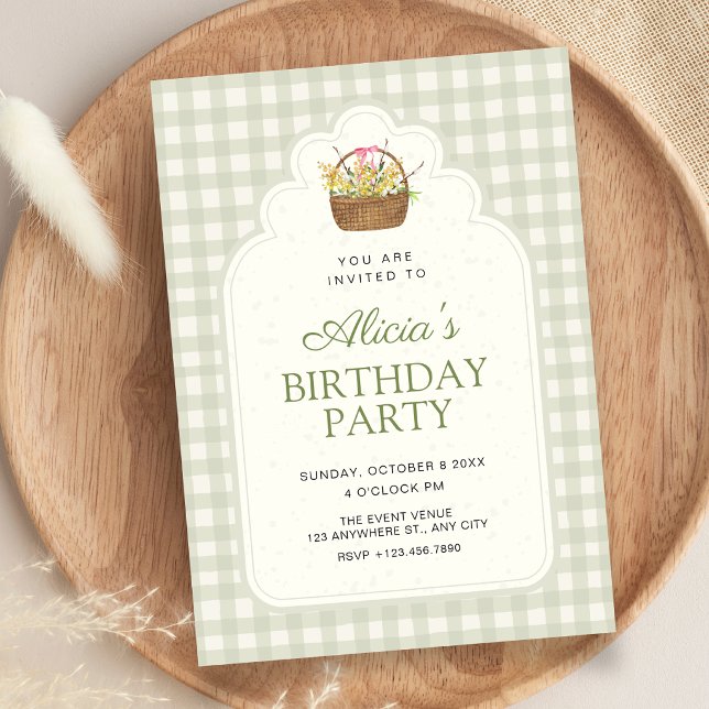 Vintage Green soft birthday Invitation (Creator Uploaded)