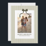 Vintage Green Stripes And Bow Photo Holiday Card<br><div class="desc">This holiday card features a photo and vintage green stripes and a bow to send holiday greetings to friends and family.</div>