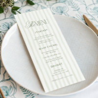Vintage Green Stripes Timeless Luxe Script Wedding