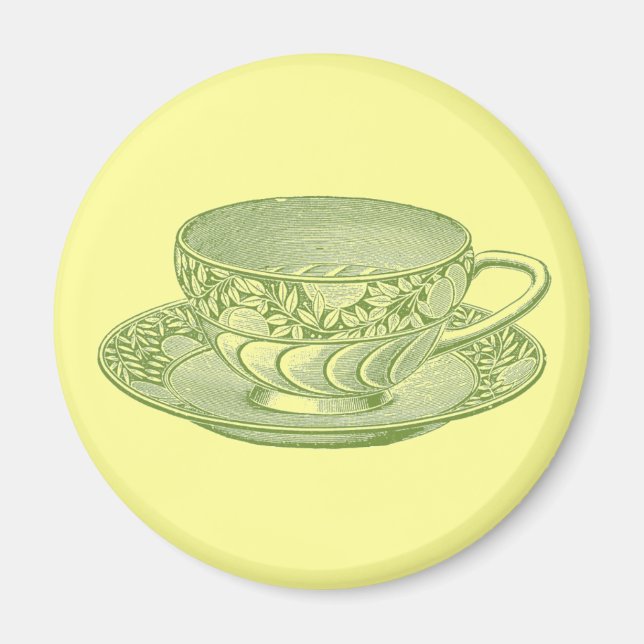 Vintage Green Tea Cup Magnet (Front)