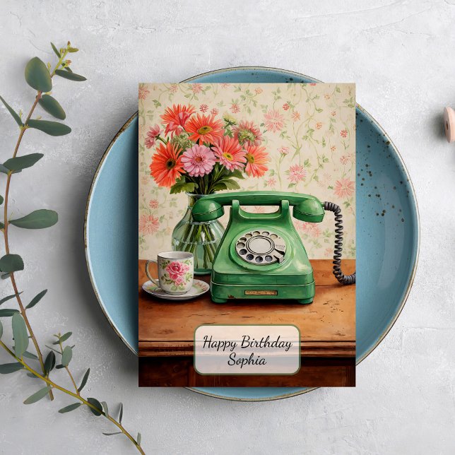 Vintage Green Telephone Card (Creator Uploaded)