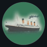 Vintage Green Titanic Ship Christmas Classic Round Sticker<br><div class="desc">Vintage Green Titanic Ship Christmas Classic Round Sticker .  Perfect for wrapping up all those personalised Titanic puzzles,  shirts,  hats,  mouse pads,  mugs and other great gift items in my Oceans_for_you store.  This design is also available in wrapping paper sheets,  wrapping paper rolls,  and gift bags.</div>