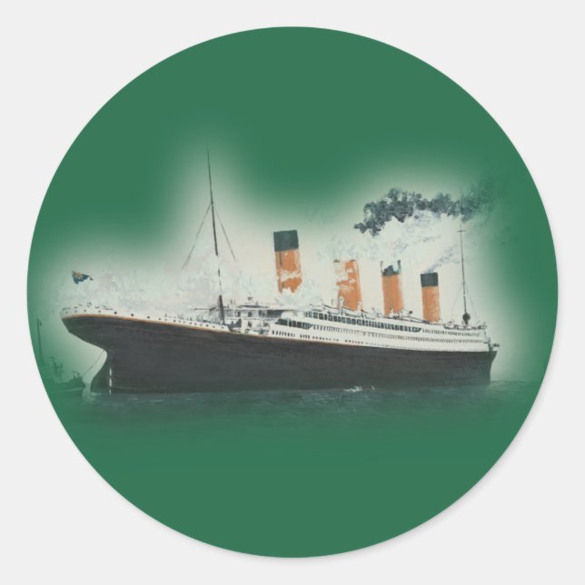 Vintage Green Titanic Ship Christmas Classic Round Sticker (Front)