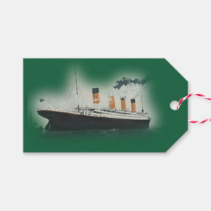 Vintage Green Titanic Ship Christmas Gift Tags