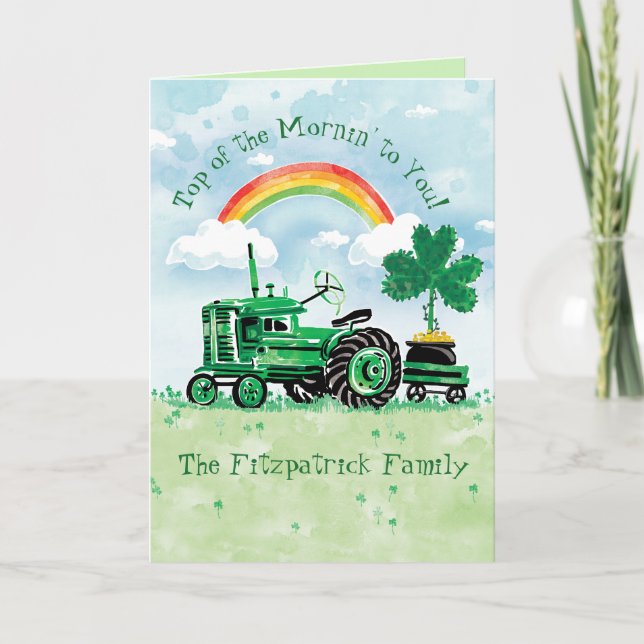 Vintage Green Tractor St. Patrick's Day Card (Front)