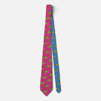 Vintage Green Tree Frog - Pink & Blue Bk Tie