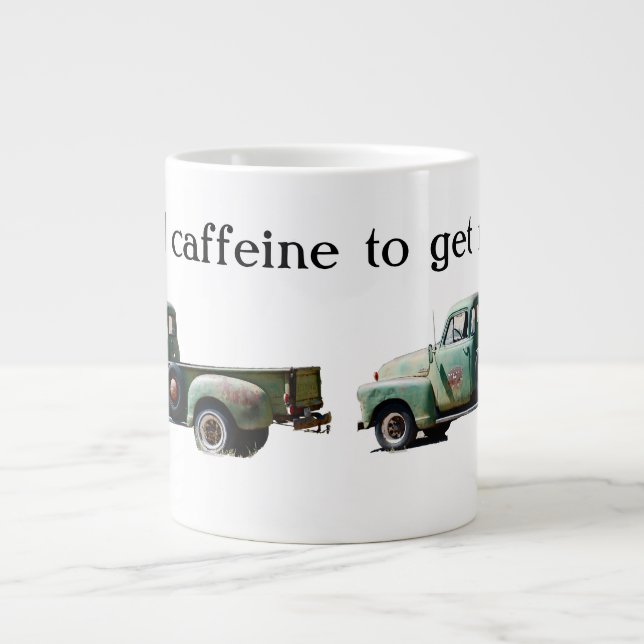 Vintage Green Truck Caffeine Fuel Large Coffee Mug (Front)