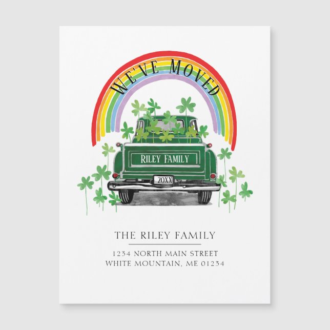 Vintage Green Truck Shamrock Rainbow Moving (Front)