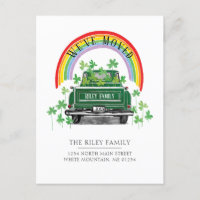 Vintage Green Truck Shamrock Rainbow Moving