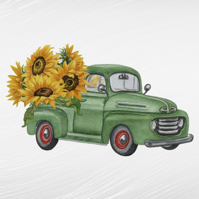 Vintage Green Truck Sunflowers (Creator Uploaded)