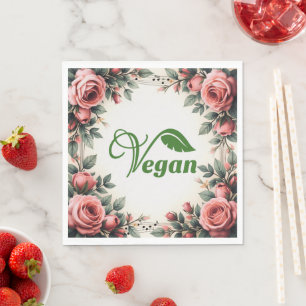 Vintage Green Vegan Logo Leaf by Bearnd Napkin