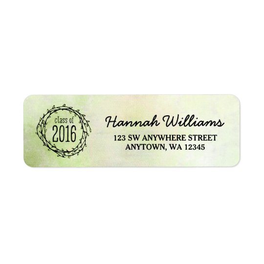 Vintage Green Vines 2016 Graduation Return Address Label