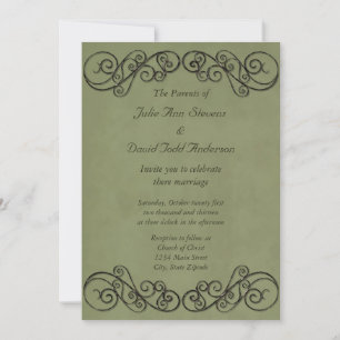 Vintage Green Wedding Invitation