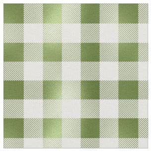 Vintage Green White Buffalo Plaid Fabric