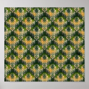 Vintage Green white floral pattern St Patrick Poster