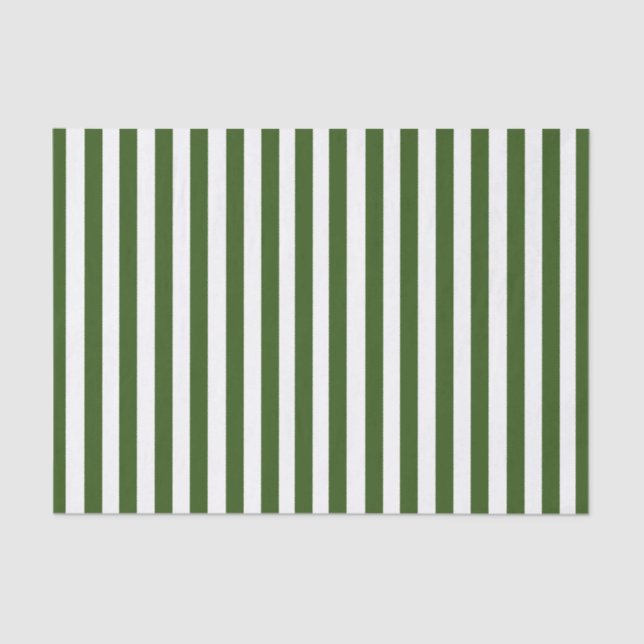 Vintage Green & White Stripes Striped Tissue Paper (Front)